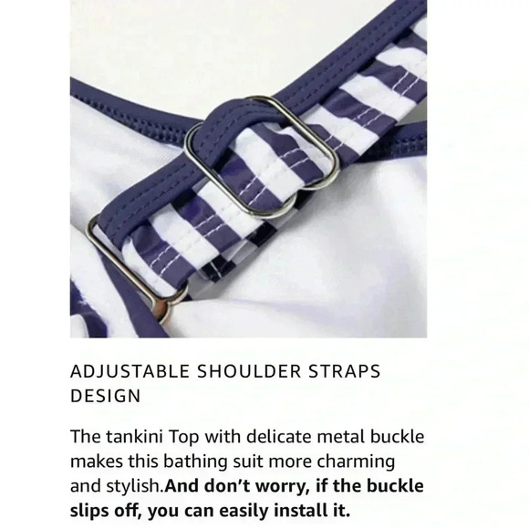 NWT Tankini size S (2/4) 2 piece Modest Navy Blue/ white striped Brand: Bikinx - Picture 4 of 5